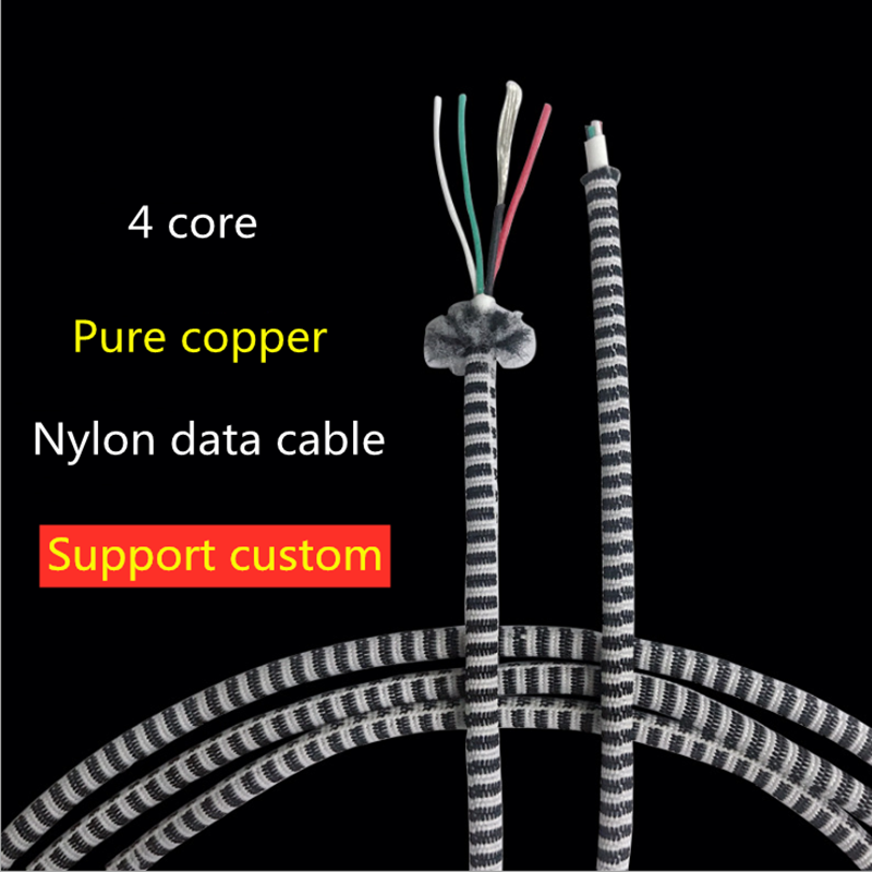 Mobile phone data cable Cable 4 core stripe braided wire pure copper conductor USBmicro charging cable cable