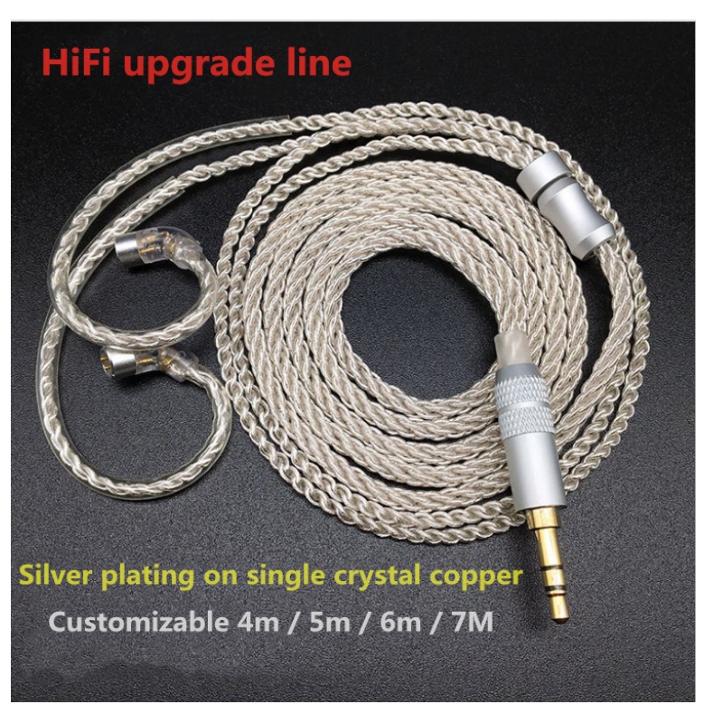 DIY earphone upgrade cable IE80 / se846 fever 4N single crystal copper silver plated earphone upgrade cable extension cable